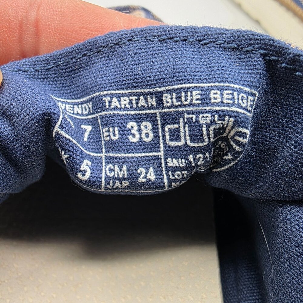 Hey Dude Wendy Tartan Blue Beige Womens Size 7 Shoes Casual Walking Comfort - Picture 7 of 13